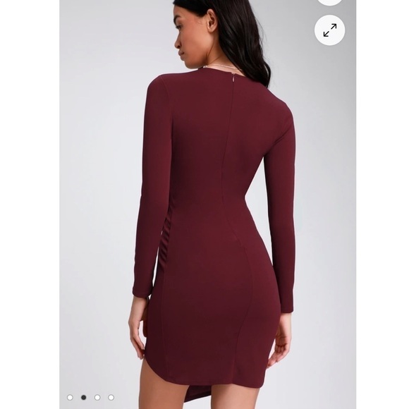 Lulu’s Make it Hot Burgundy Long Sleeve Bodycon Dress Size Medium NWT - Picture 3 of 9
